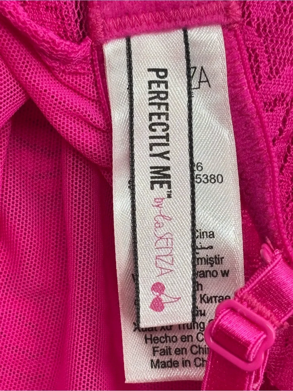 La Senza Perfectly Me Lace Baby Doll Top  in Pink with Black Bows Size Medium - Picture 13 of 16
